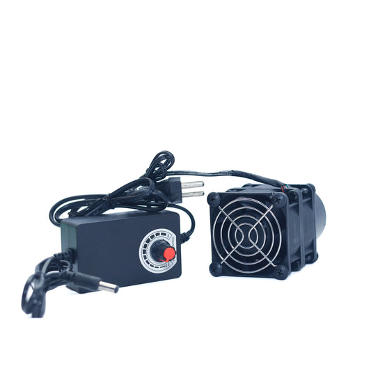 DC Axial-style Fan (Square, with Controller + Wire Grille) – MODEL UNCONFIRMED