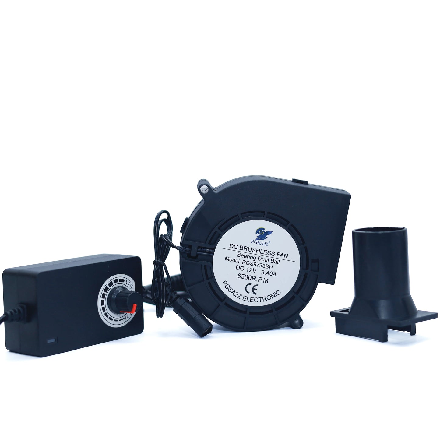 DC Blower Fan 97mm – 12V, 3.40A, 6500RPM (IP67, with Controller)