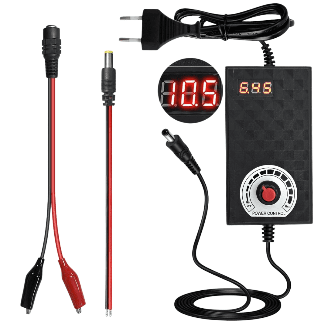 Adjustable DC Power Supply, 3-12V 3A 36W, LED Display, Universal ACDC Adapter with Multiple Voltage Settings